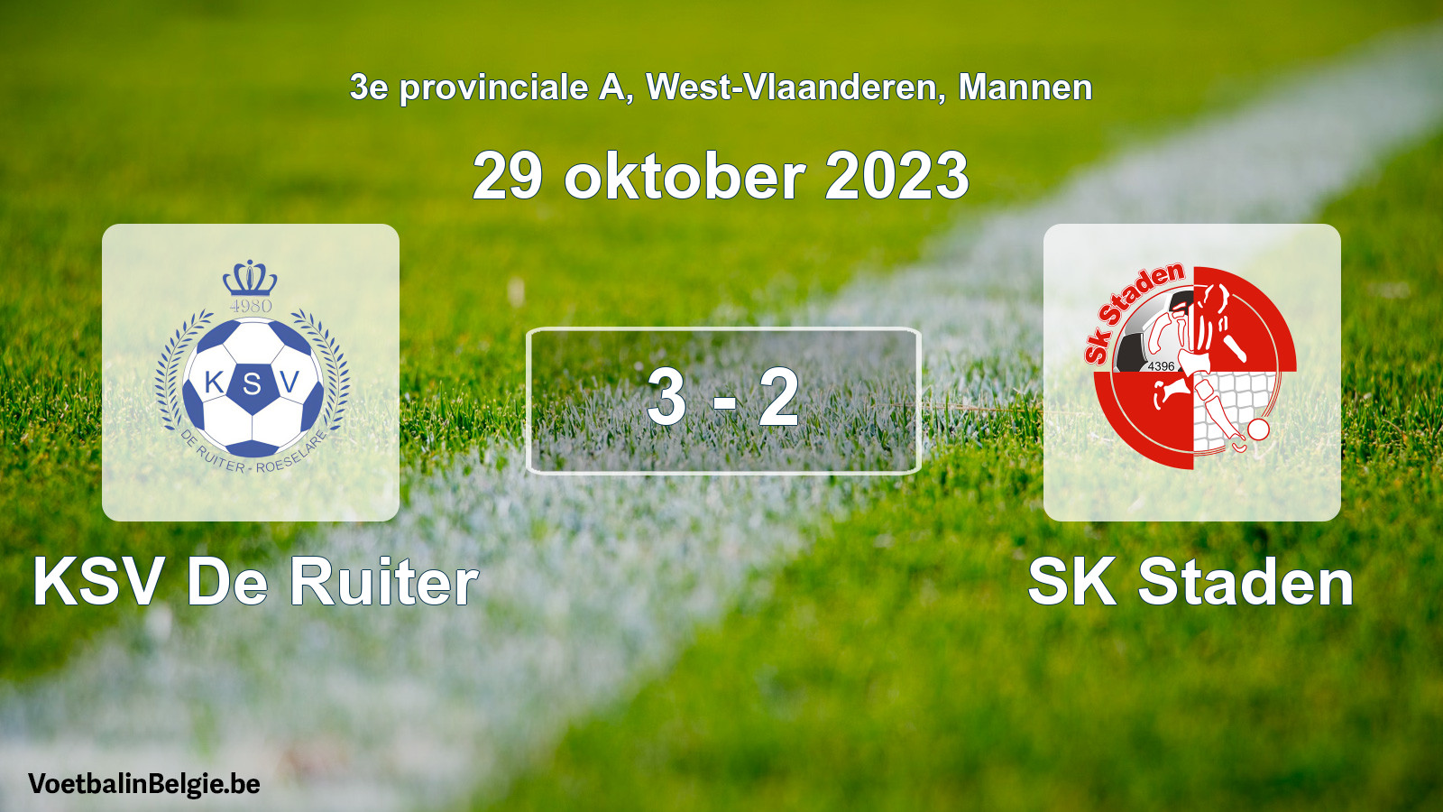 Gespeelde wedstrijd mannenvoetbal: KSV De Ruiter - SK Staden 3 - 2 (29 oktober 2023)