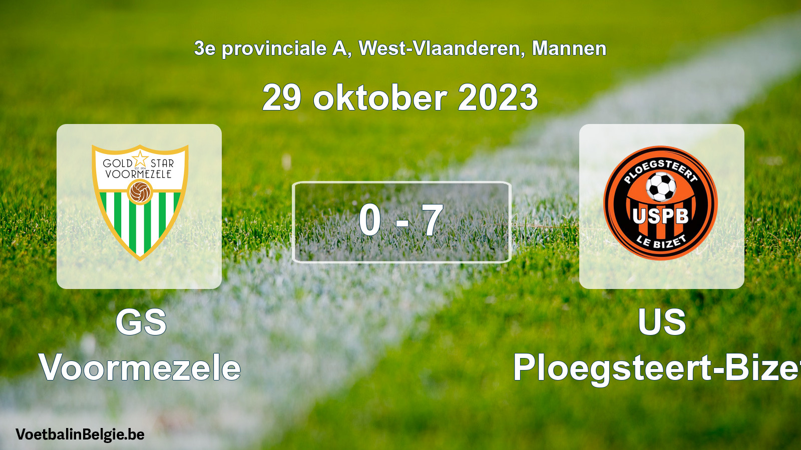 Gespeelde wedstrijd mannenvoetbal: GS Voormezele - US Ploegsteert-Bizet 0 - 7 (29 oktober 2023)