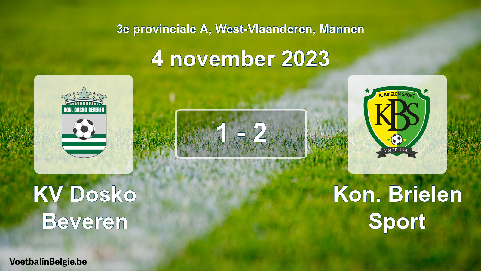 Gespeelde wedstrijd mannenvoetbal: KV Dosko Beveren - Kon. Brielen Sport 1 - 2 (4 november 2023)