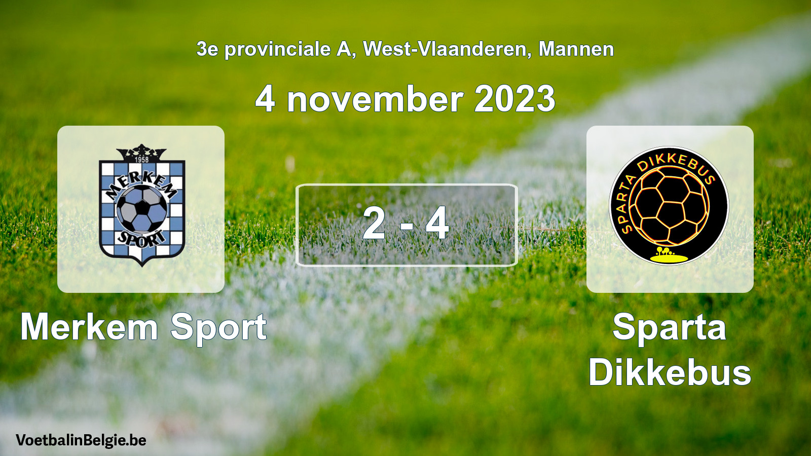 Gespeelde wedstrijd mannenvoetbal: Merkem Sport - Sparta Dikkebus 2 - 4 (4 november 2023)