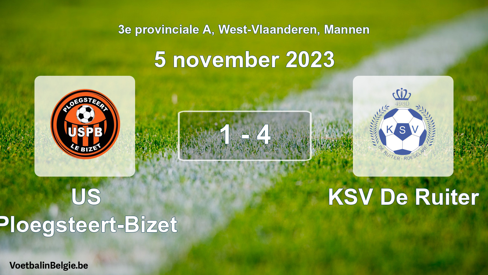 Gespeelde wedstrijd mannenvoetbal: US Ploegsteert-Bizet - KSV De Ruiter 1 - 4 (5 november 2023)