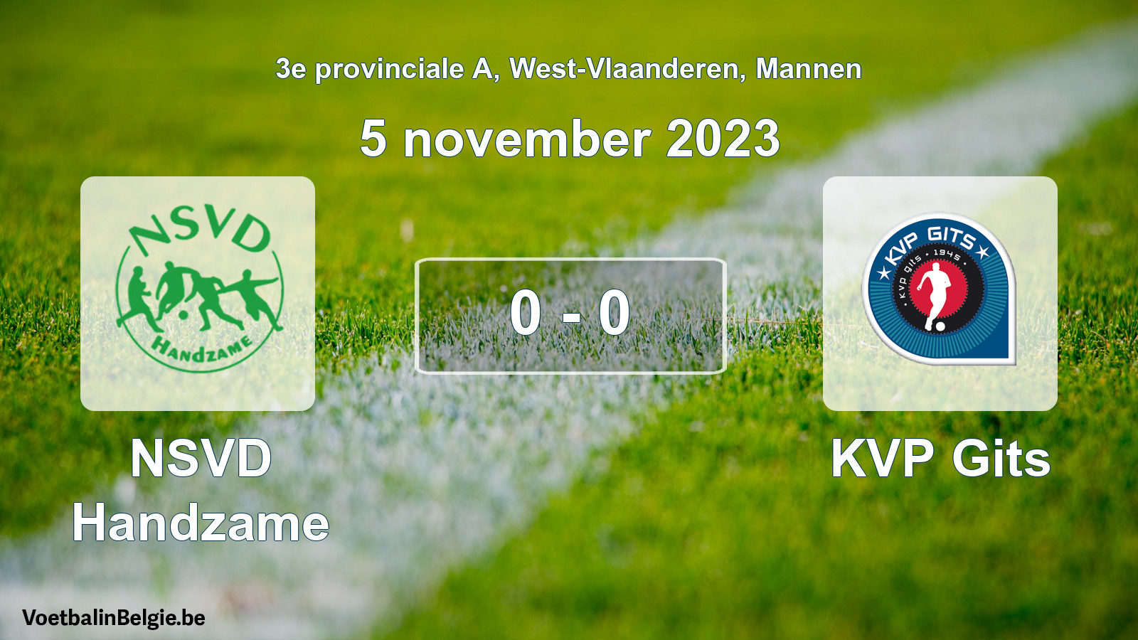 Gespeelde wedstrijd mannenvoetbal: NSVD Handzame - KVP Gits 0 - 0 (5 november 2023)