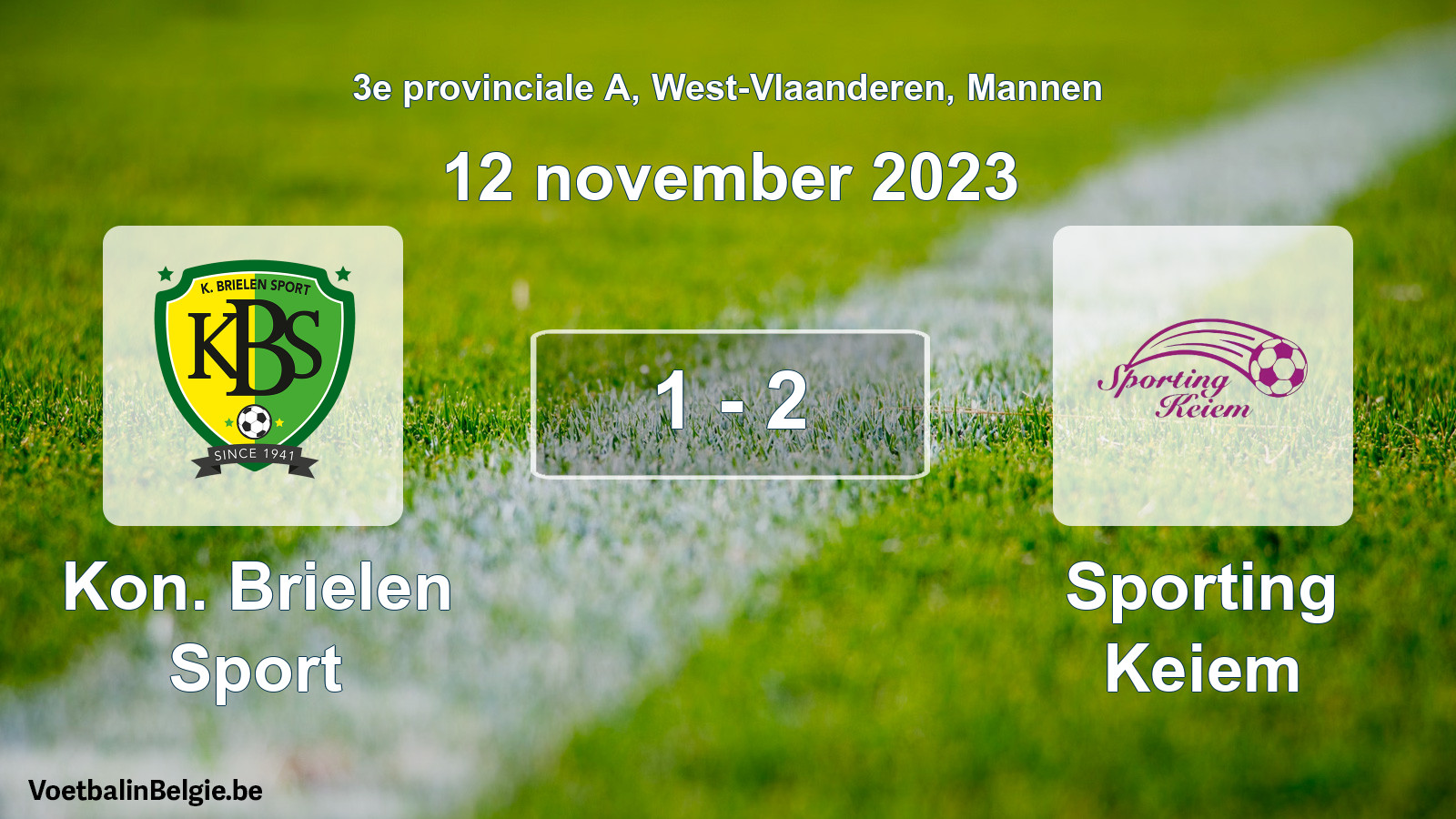 Gespeelde wedstrijd mannenvoetbal: Kon. Brielen Sport - Sporting Keiem 1 - 2 (12 november 2023)