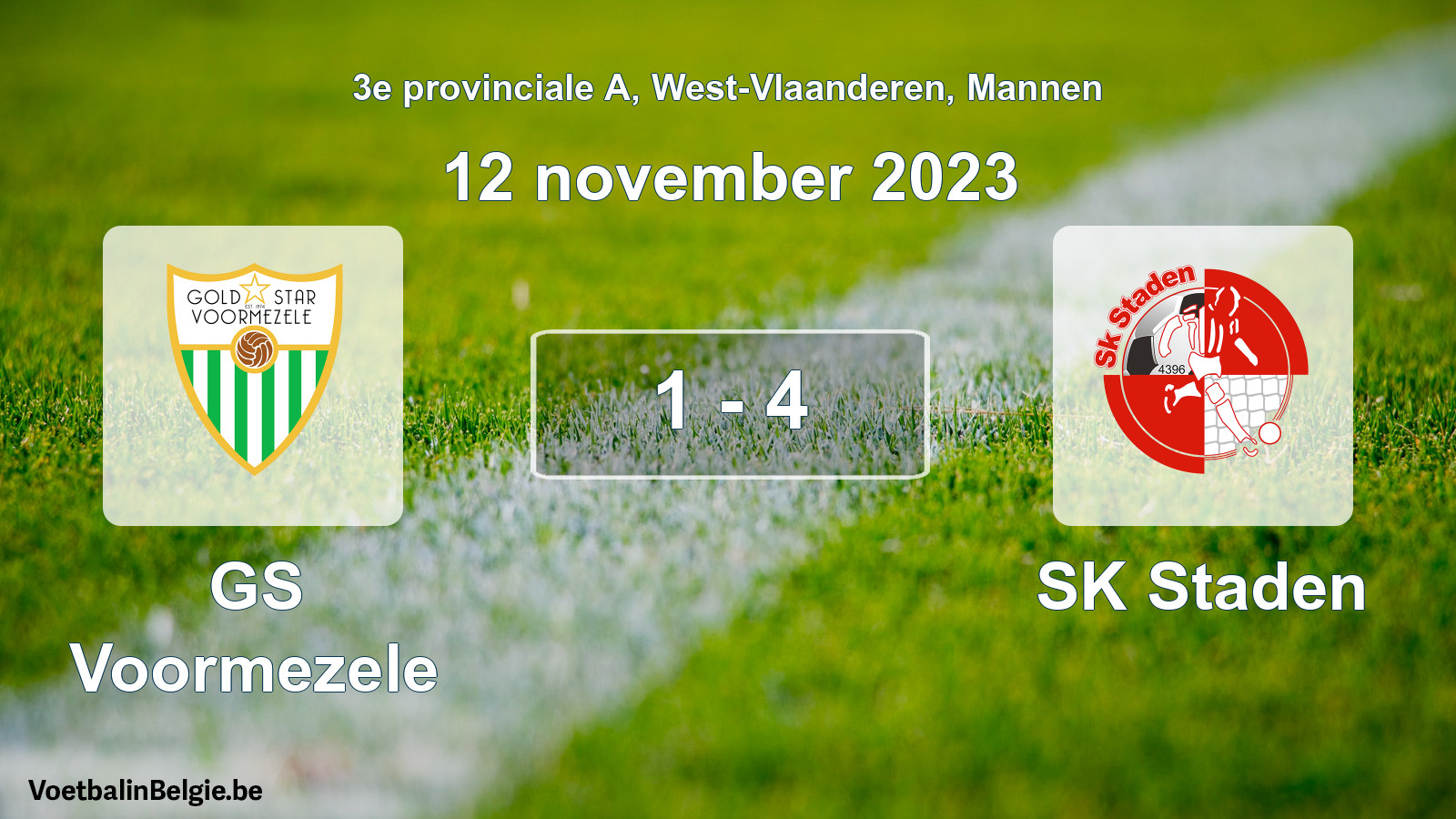 Gespeelde wedstrijd mannenvoetbal: GS Voormezele - SK Staden 1 - 4 (12 november 2023)