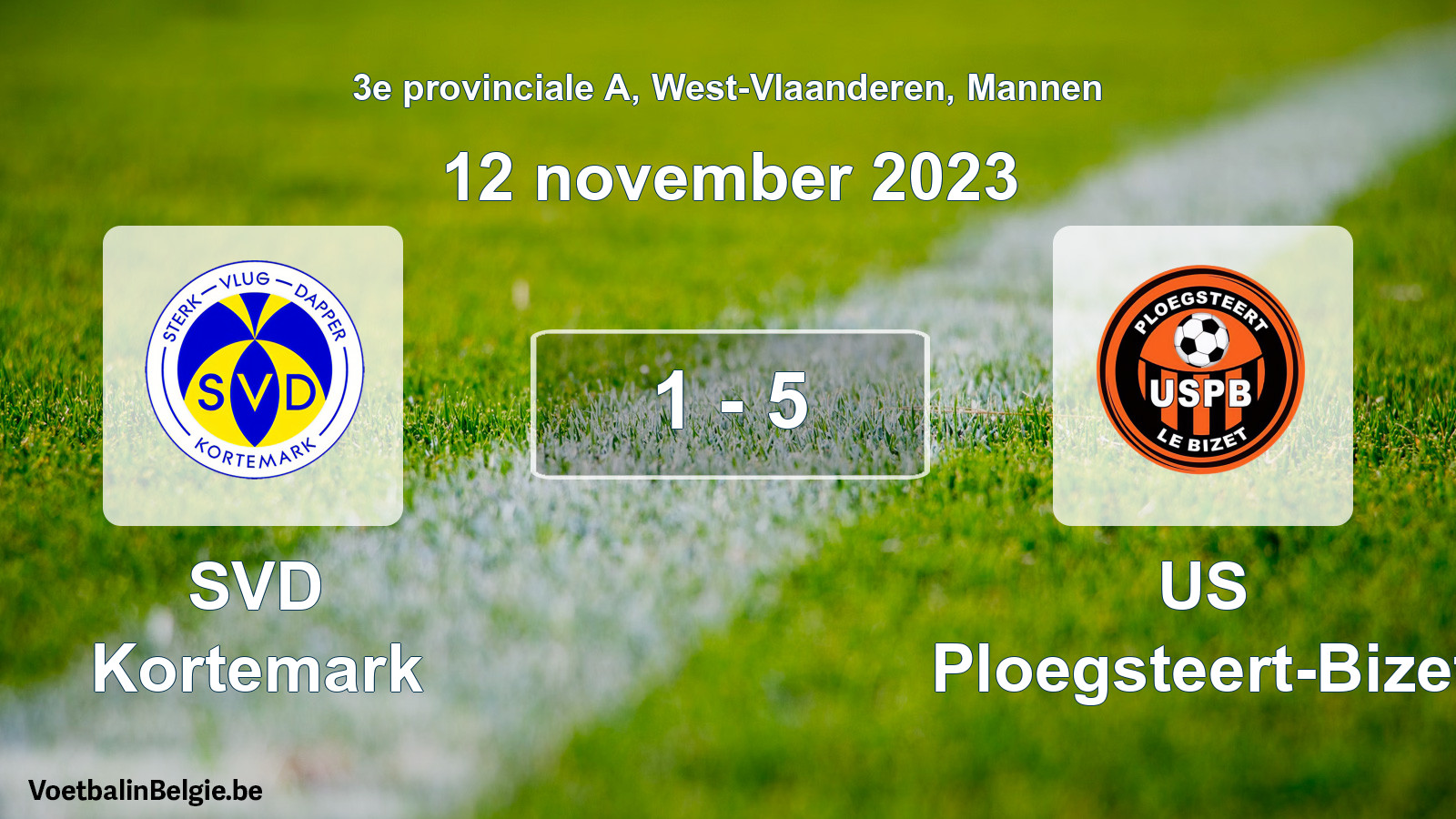 Played match men football: SVD Kortemark - US Ploegsteert-Bizet 1 - 5 (12 November 2023)