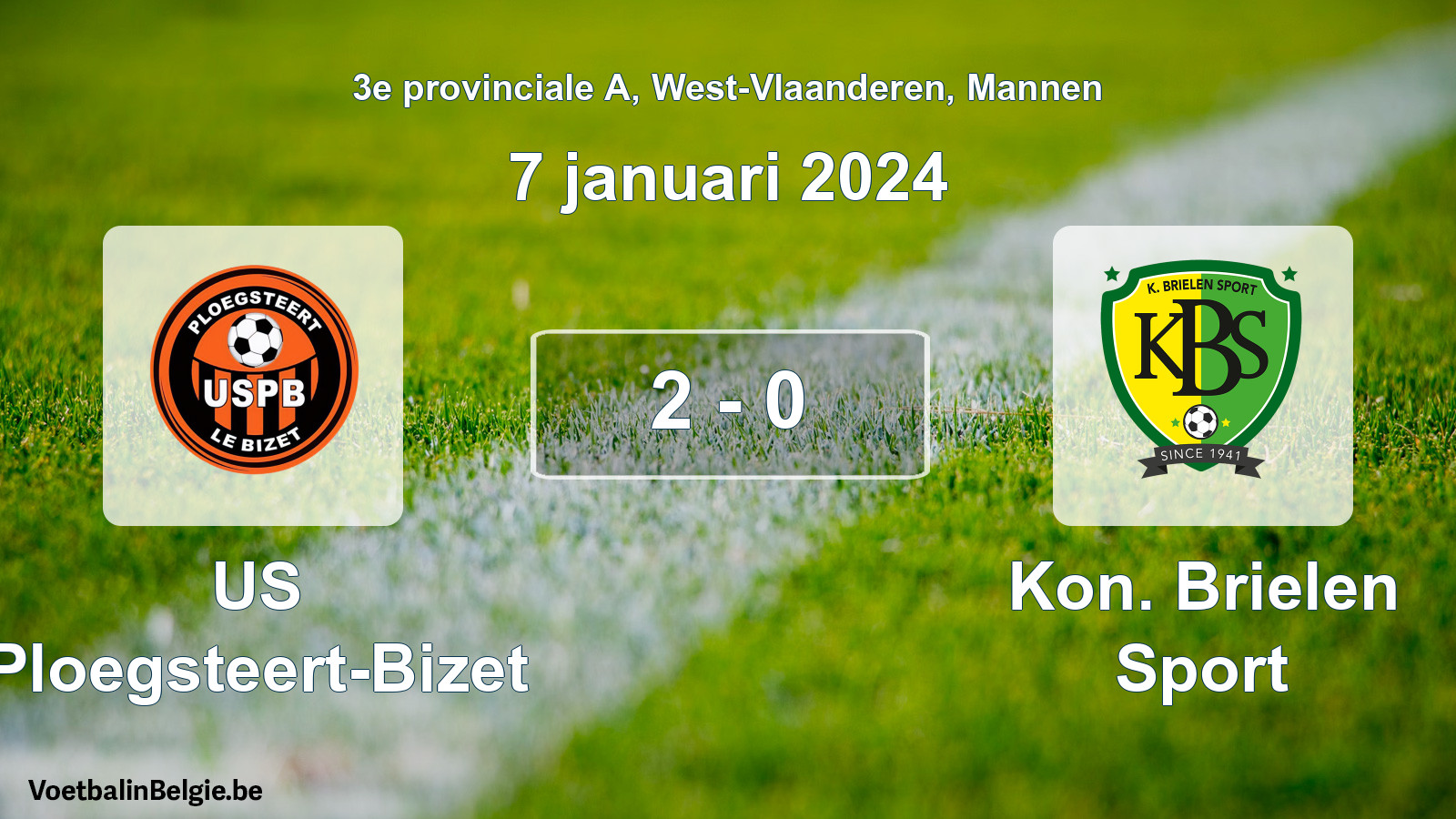 Gespeelde wedstrijd mannenvoetbal: US Ploegsteert-Bizet - Kon. Brielen Sport 2 - 0 (7 januari 2024)