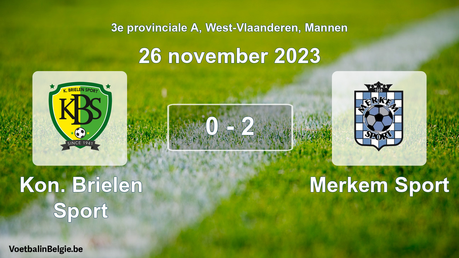 Gespeelde wedstrijd mannenvoetbal: Kon. Brielen Sport - Merkem Sport 0 - 2 (26 november 2023)