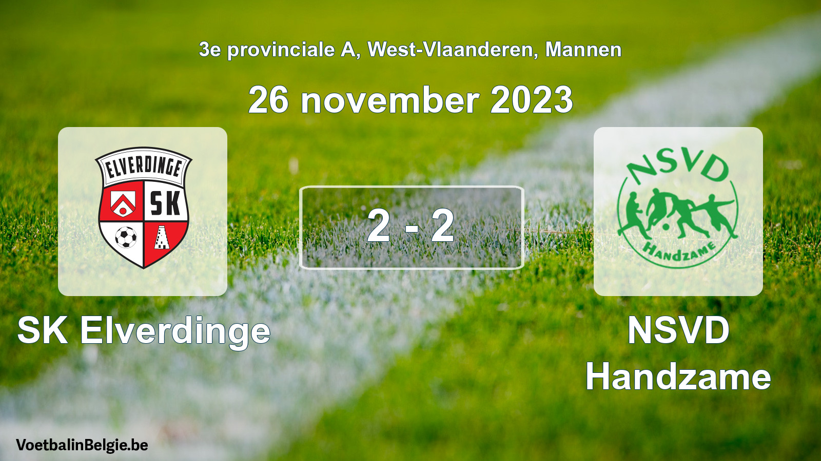 Gespeelde wedstrijd mannenvoetbal: SK Elverdinge - NSVD Handzame 2 - 2 (26 november 2023)