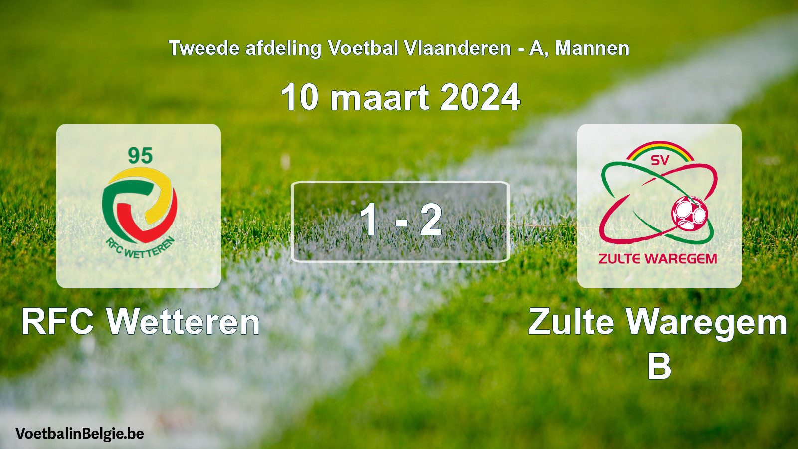 Gespeelde wedstrijd mannenvoetbal: RFC Wetteren - Zulte Waregem B 1 - 2 (10 maart 2024)