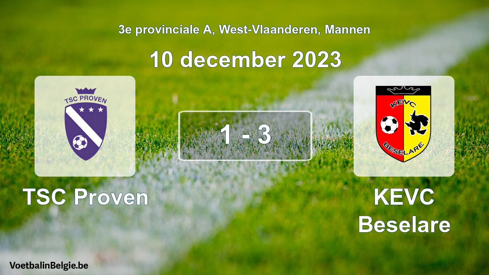Gespeelde wedstrijd mannenvoetbal: TSC Proven - KEVC Beselare 1 - 3 (10 december 2023)