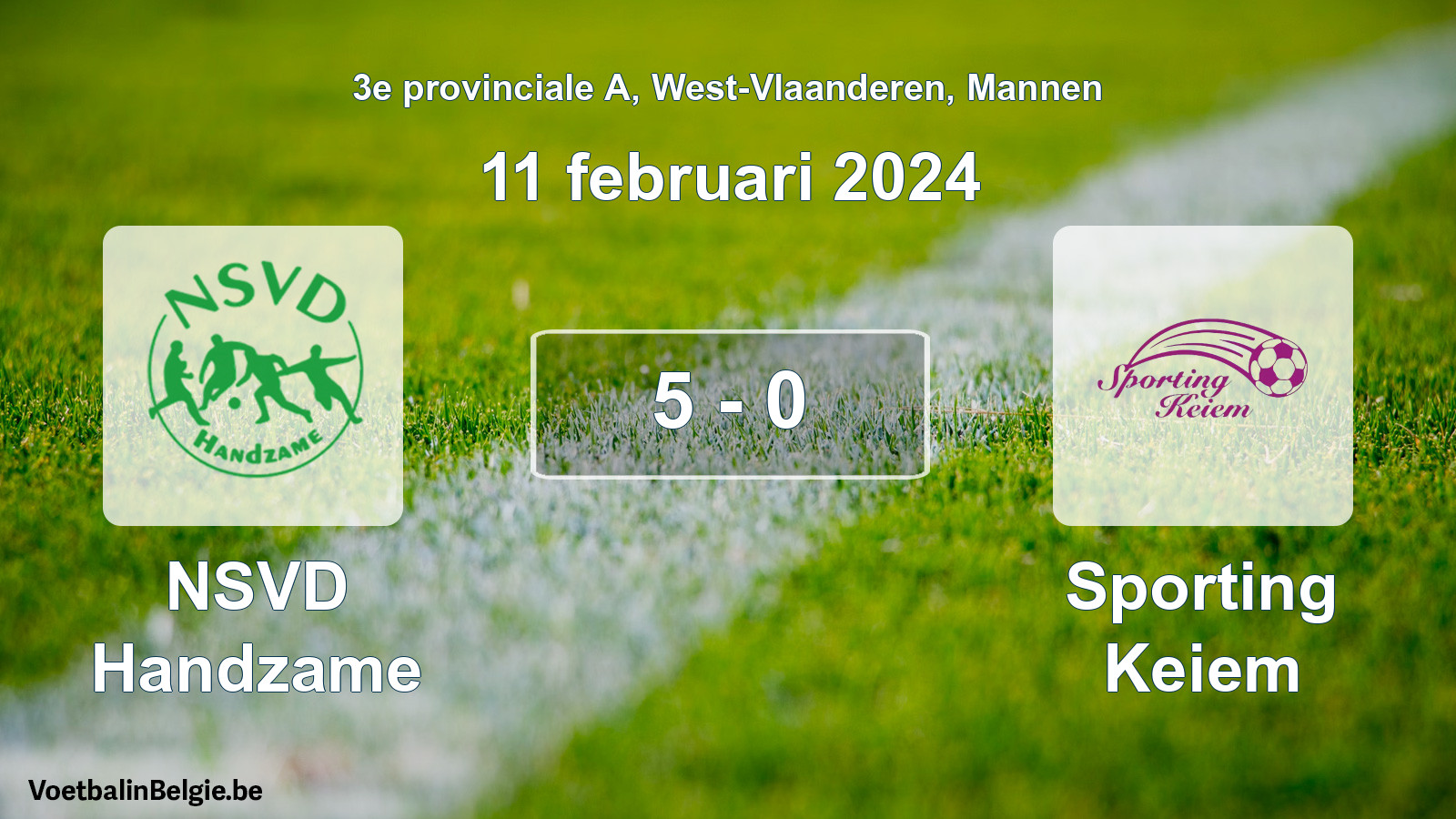 Gespeelde wedstrijd mannenvoetbal: NSVD Handzame - Sporting Keiem 5 - 0 (11 februari 2024)