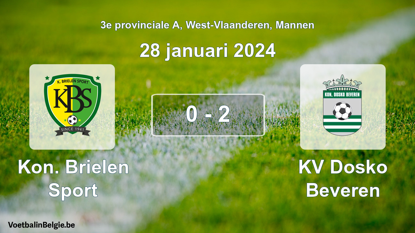 Gespeelde wedstrijd mannenvoetbal: Kon. Brielen Sport - KV Dosko Beveren 0 - 2 (28 januari 2024)