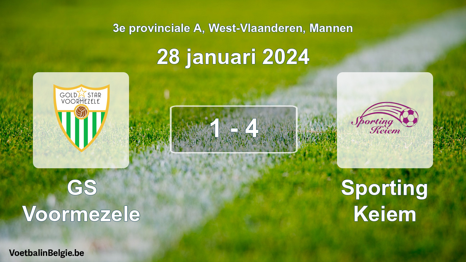Gespeelde wedstrijd mannenvoetbal: GS Voormezele - Sporting Keiem 1 - 4 (28 januari 2024)
