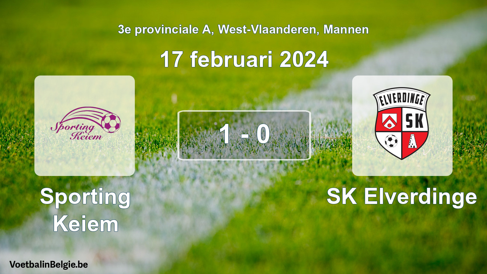 Gespeelde wedstrijd mannenvoetbal: Sporting Keiem - SK Elverdinge 1 - 0 (17 februari 2024)