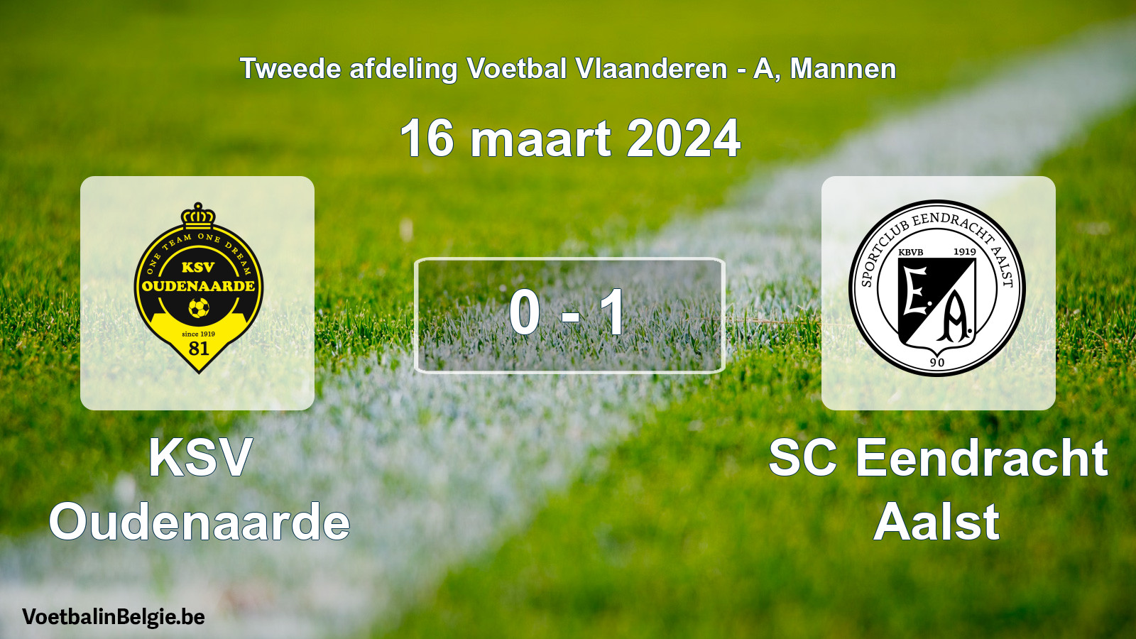 Gespeelde wedstrijd mannenvoetbal: KSV Oudenaarde - SC Eendracht Aalst 0 - 1 (16 maart 2024)