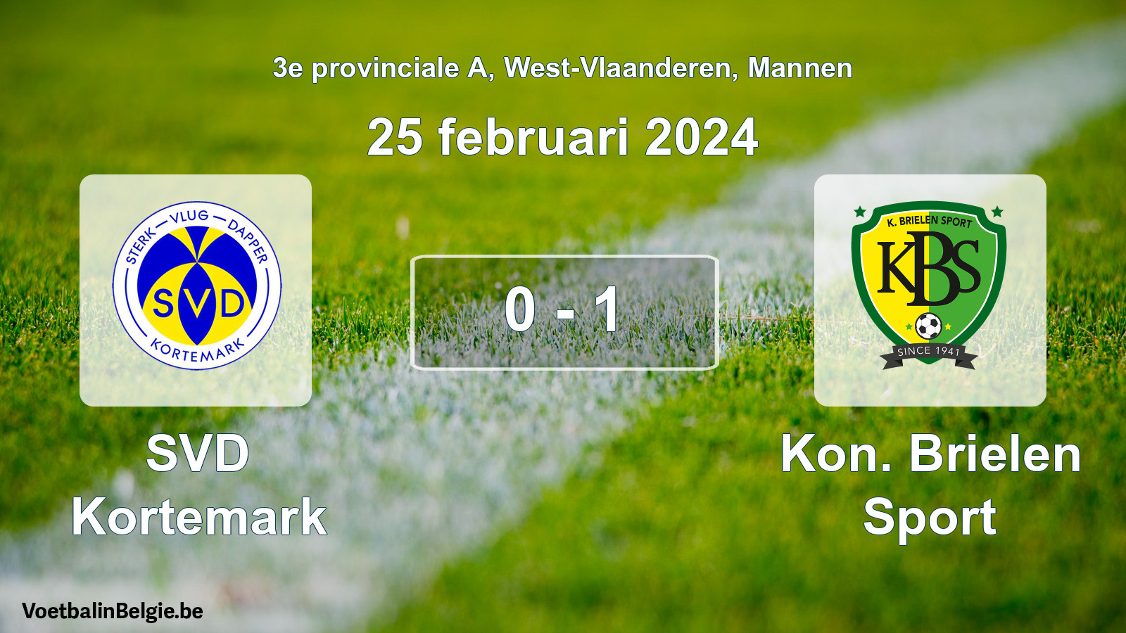 Gespeelde wedstrijd mannenvoetbal: SVD Kortemark - Kon. Brielen Sport 0 - 1 (25 februari 2024)