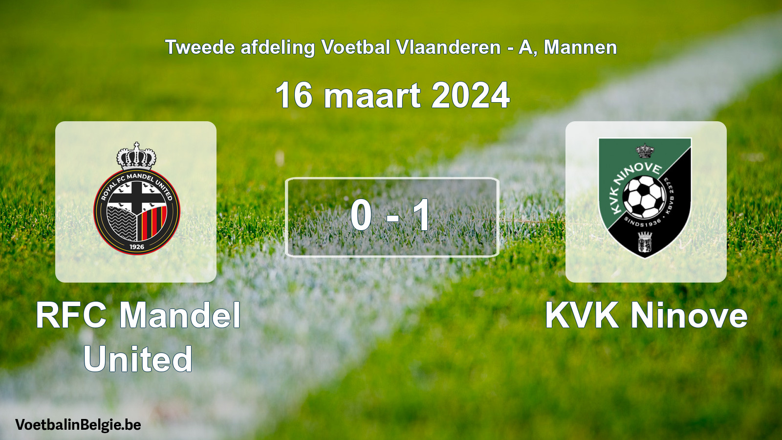 Gespeelde wedstrijd mannenvoetbal: RFC Mandel United - KVK Ninove 0 - 1 (16 maart 2024)
