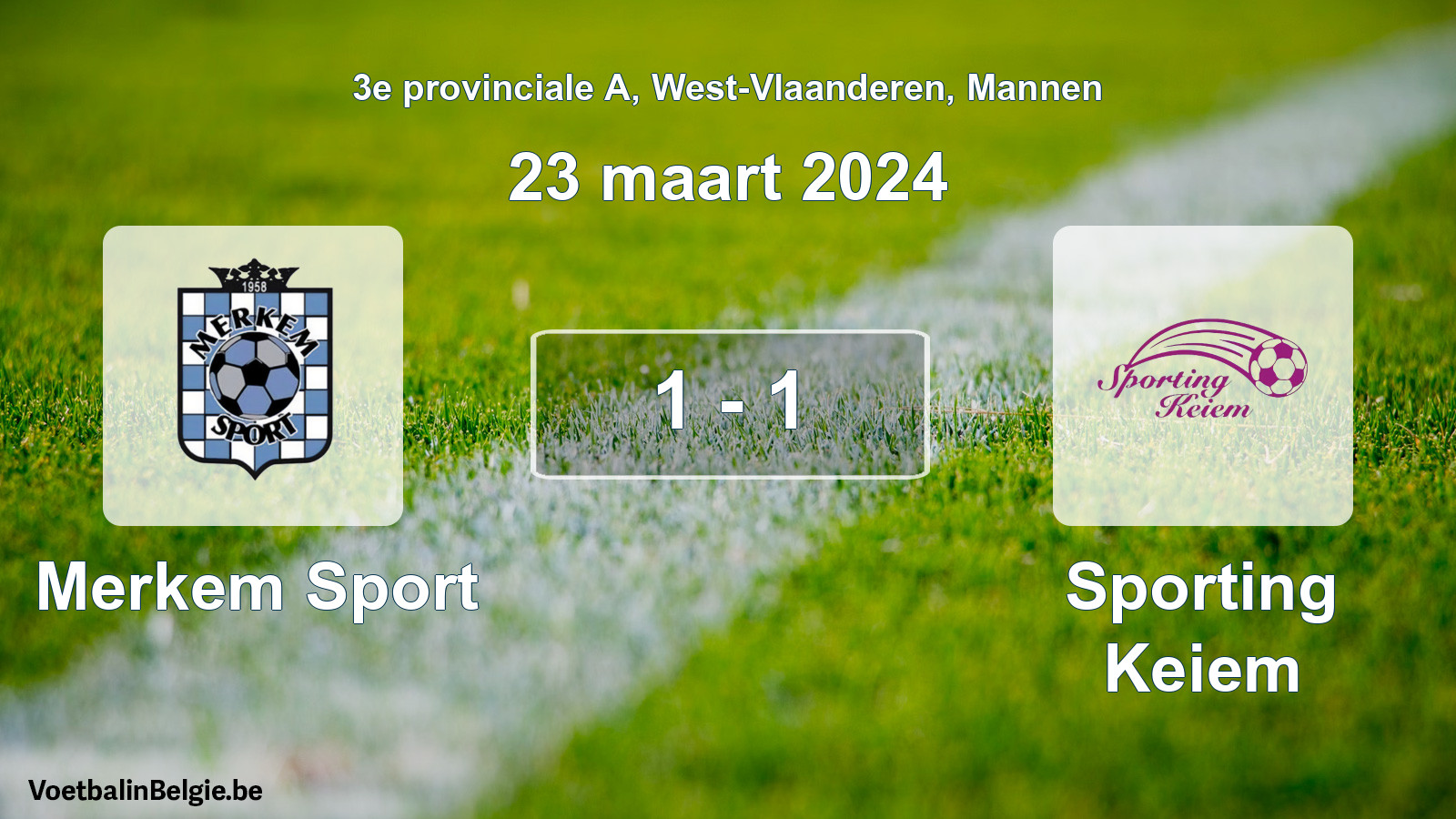 Gespeelde wedstrijd mannenvoetbal: Merkem Sport - Sporting Keiem 1 - 1 (23 maart 2024)