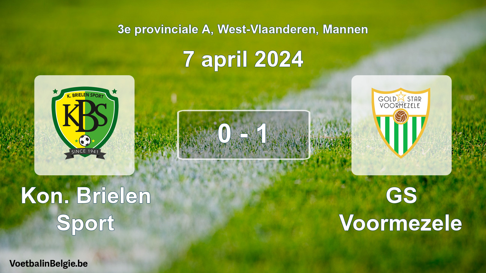 Gespeelde wedstrijd mannenvoetbal: Kon. Brielen Sport - GS Voormezele 0 - 1 (7 april 2024)