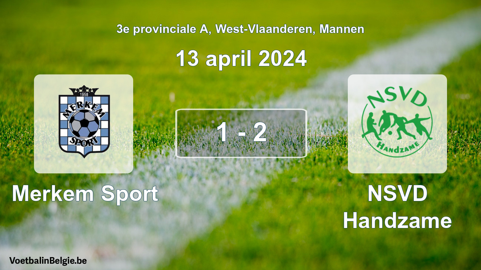 Gespeelde wedstrijd mannenvoetbal: Merkem Sport - NSVD Handzame 1 - 2 (13 april 2024)