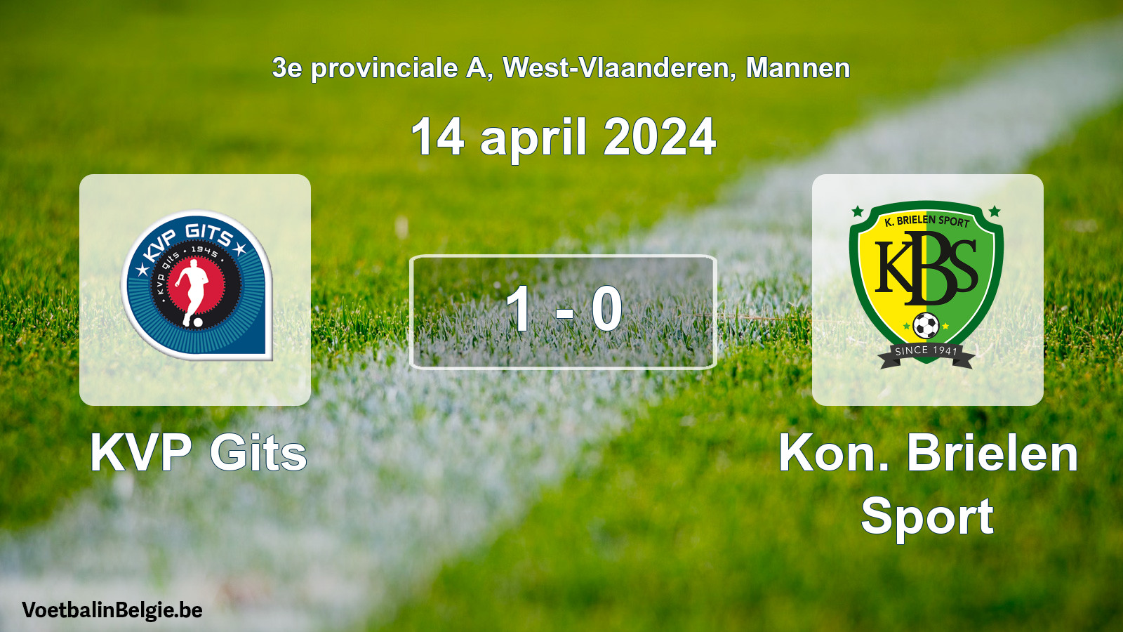 Played match men football: KVP Gits - Kon. Brielen Sport 1 - 0 (14 April 2024)