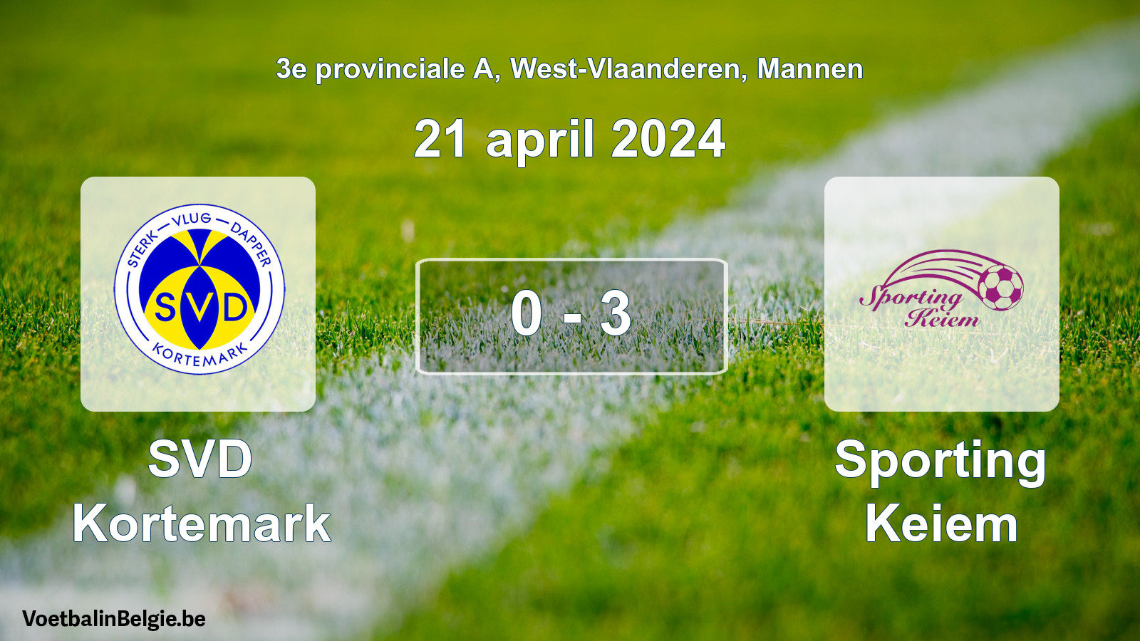 Gespeelde wedstrijd mannenvoetbal: SVD Kortemark - Sporting Keiem 0 - 3 (21 april 2024)