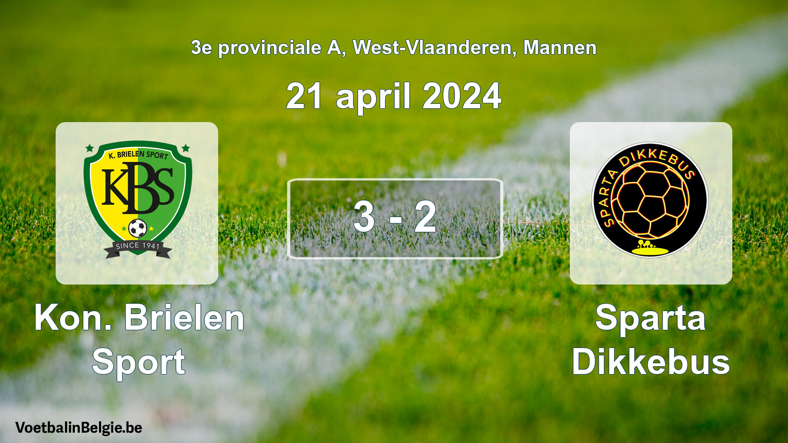 Gespeelde wedstrijd mannenvoetbal: Kon. Brielen Sport - Sparta Dikkebus 3 - 2 (21 april 2024)