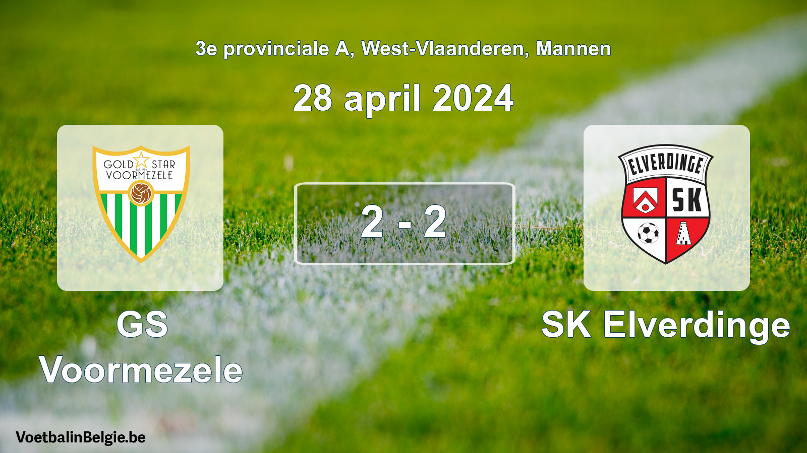 Gespeelde wedstrijd mannenvoetbal: GS Voormezele - SK Elverdinge 2 - 2 (28 april 2024)