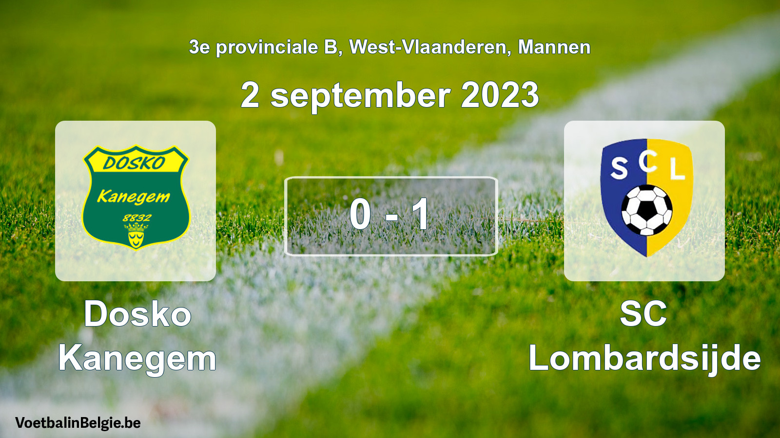 Gespeelde wedstrijd mannenvoetbal: Dosko Kanegem - SC Lombardsijde 0 - 1 (2 september 2023)
