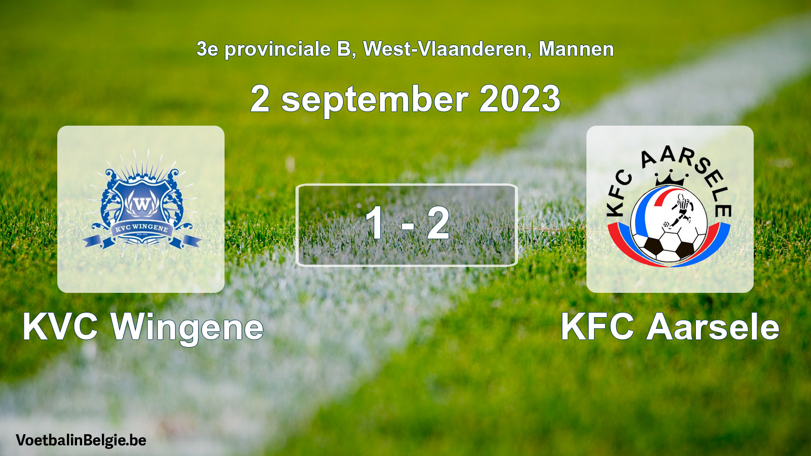Gespeelde wedstrijd mannenvoetbal: KVC Wingene - KFC Aarsele 1 - 2 (2 september 2023)