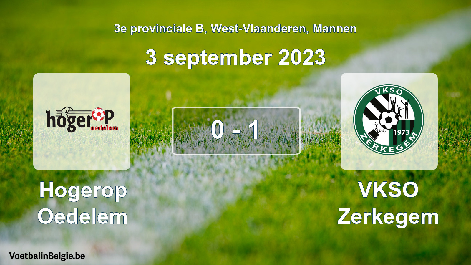 Gespeelde wedstrijd mannenvoetbal: Hogerop Oedelem - VKSO Zerkegem 0 - 1 (3 september 2023)