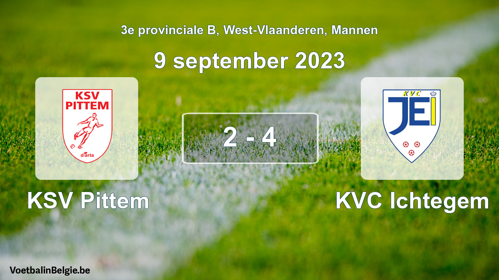 Gespeelde wedstrijd mannenvoetbal: KSV Pittem - KVC Ichtegem 2 - 4 (9 september 2023)