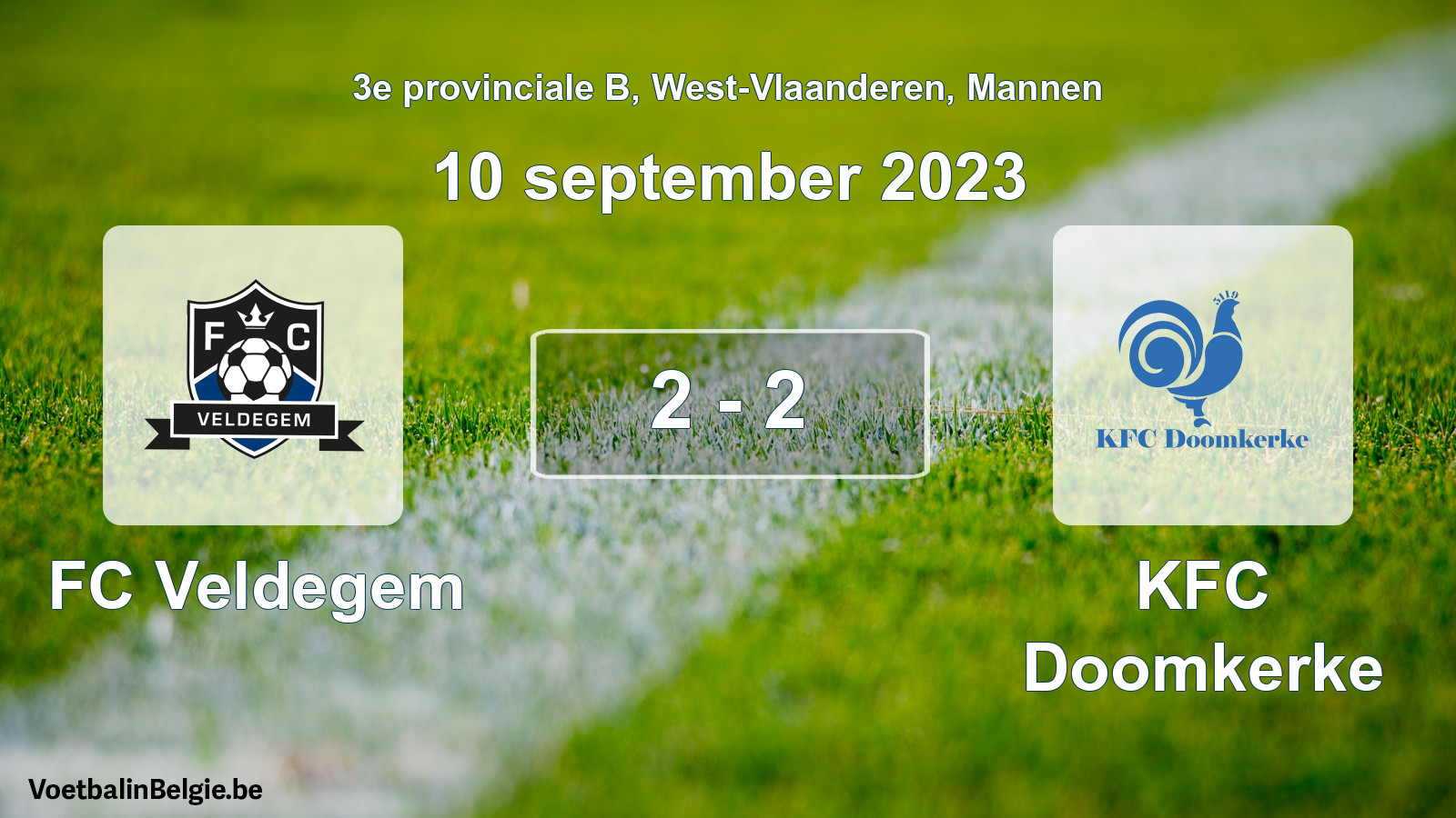 Gespeelde wedstrijd mannenvoetbal: FC Veldegem - KFC Doomkerke 2 - 2 (10 september 2023)