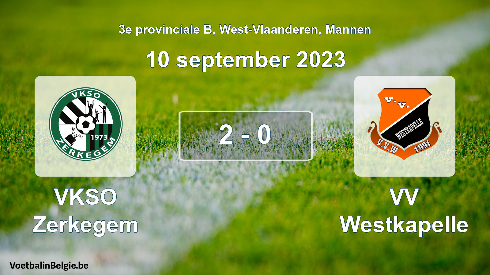 Gespeelde wedstrijd mannenvoetbal: VKSO Zerkegem - VV Westkapelle 2 - 0 (10 september 2023)
