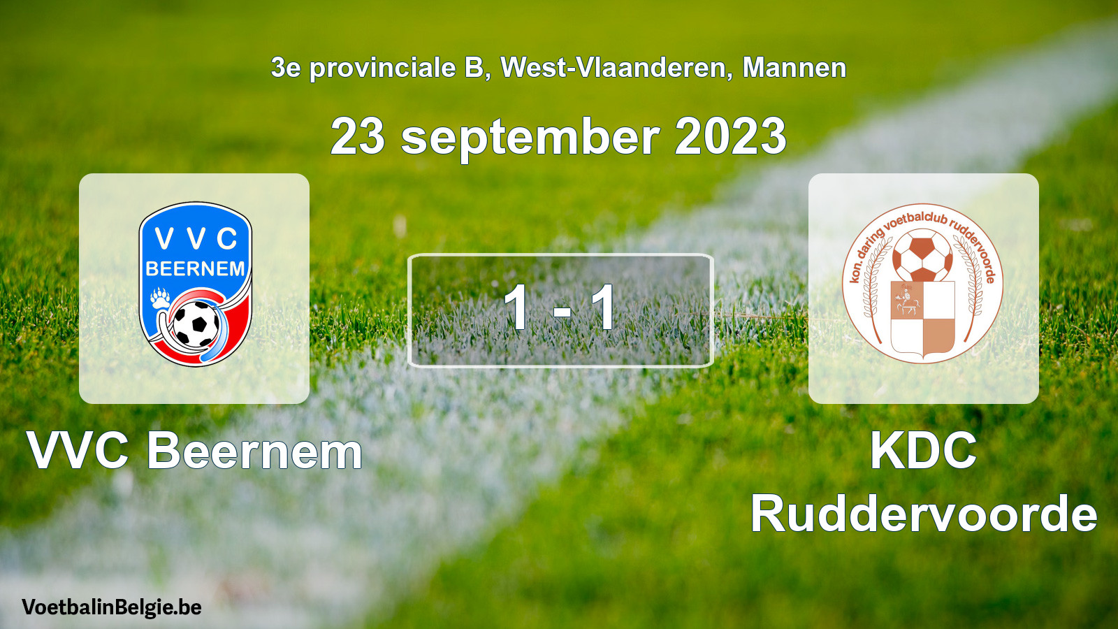 Gespeelde wedstrijd mannenvoetbal: VVC Beernem - KDC Ruddervoorde 1 - 1 (23 september 2023)