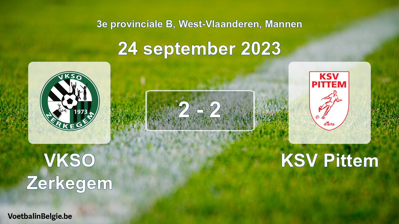 Gespeelde wedstrijd mannenvoetbal: VKSO Zerkegem - KSV Pittem 2 - 2 (24 september 2023)
