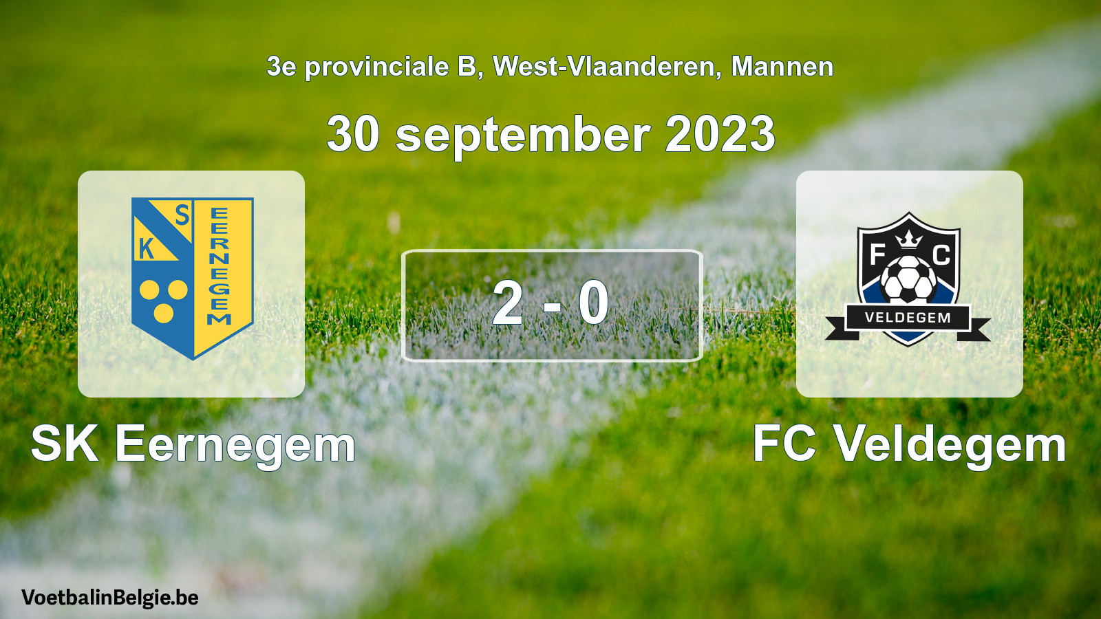Gespeelde wedstrijd mannenvoetbal: SK Eernegem - FC Veldegem 2 - 0 (30 september 2023)