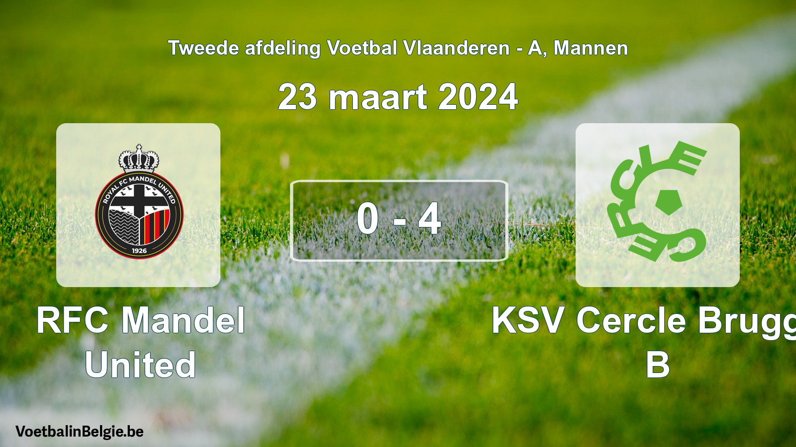 Gespeelde wedstrijd mannenvoetbal: RFC Mandel United - KSV Cercle Brugge B 0 - 4 (23 maart 2024)