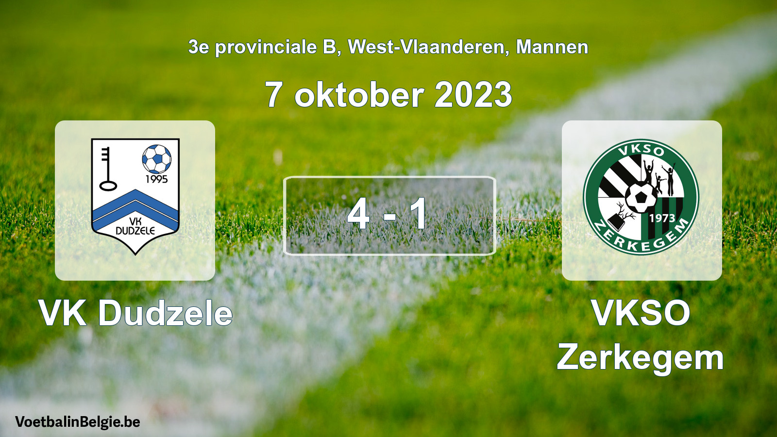 Gespeelde wedstrijd mannenvoetbal: VK Dudzele - VKSO Zerkegem 4 - 1 (7 oktober 2023)