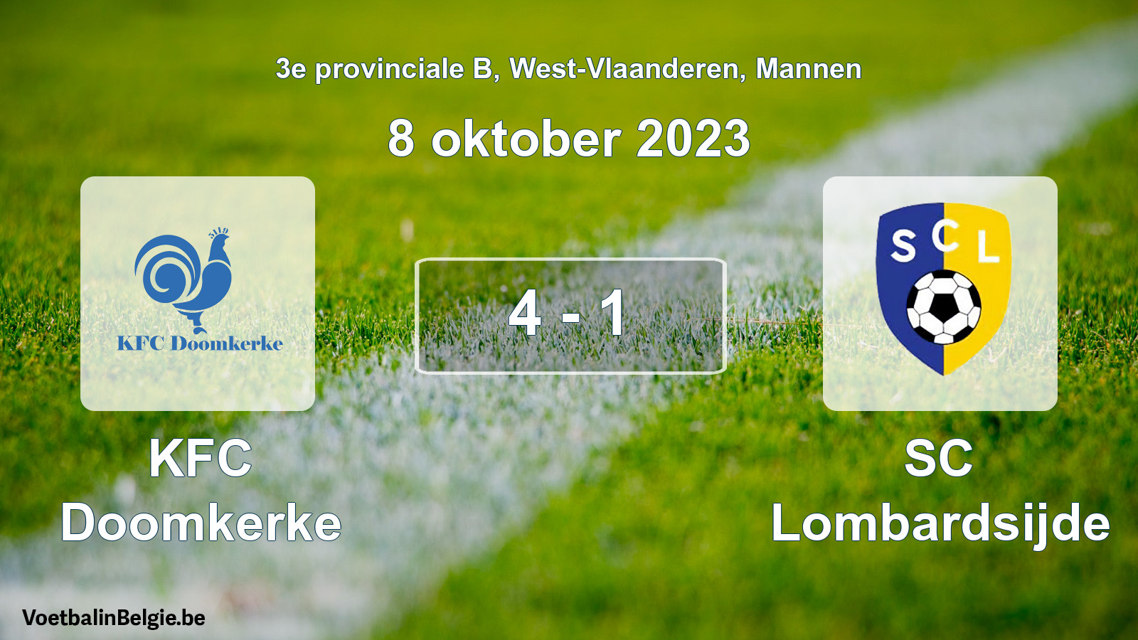 Match joué football hommes: KFC Doomkerke - SC Lombardsijde 4 - 1 (8 octobre 2023)