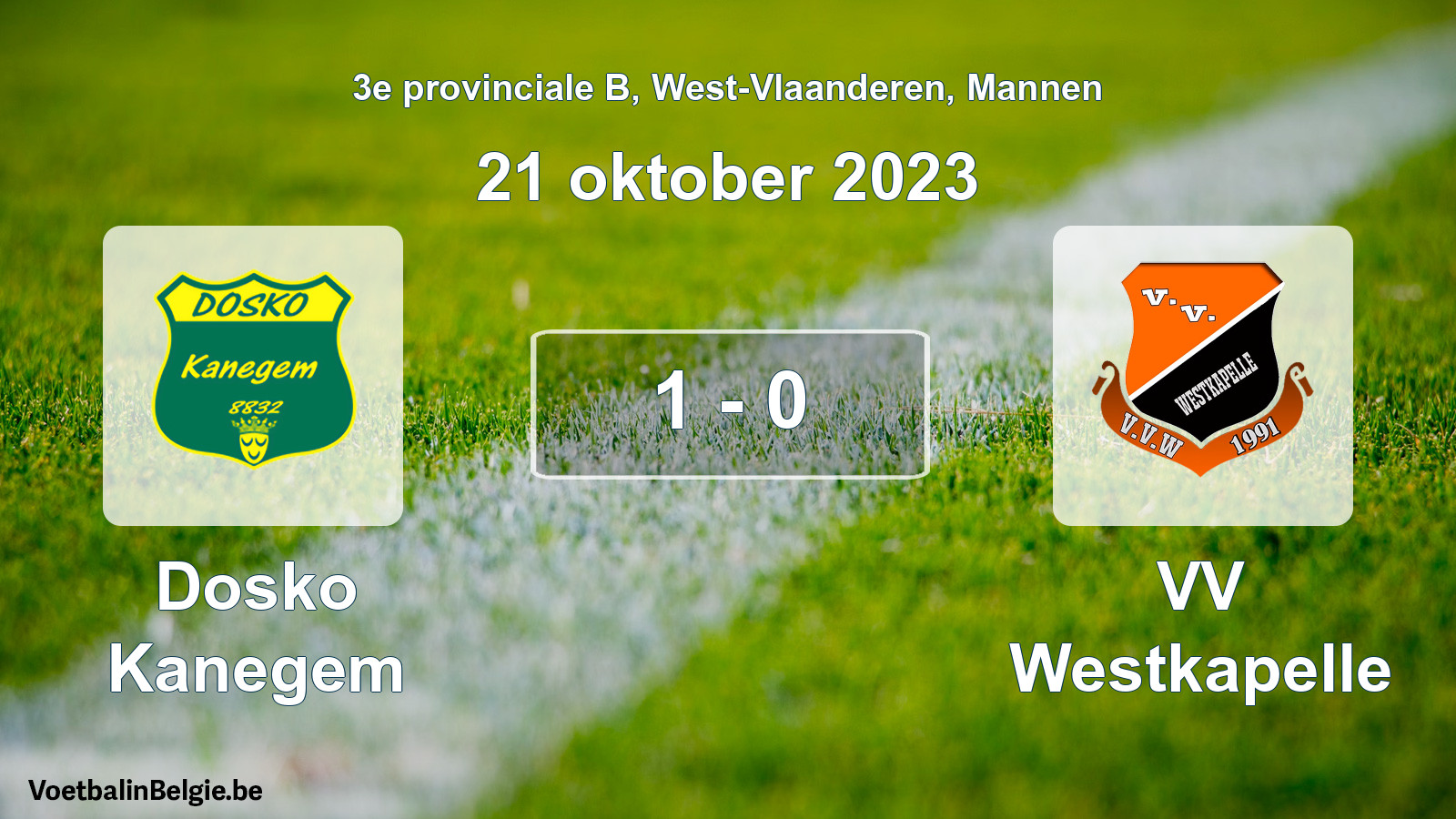 Gespeelde wedstrijd mannenvoetbal: Dosko Kanegem - VV Westkapelle 1 - 0 (21 oktober 2023)