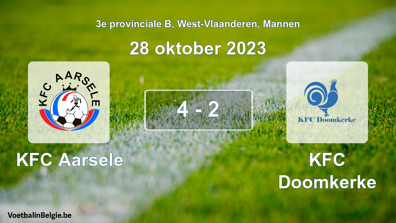 Gespeelde wedstrijd mannenvoetbal: KFC Aarsele - KFC Doomkerke 4 - 2 (28 oktober 2023)