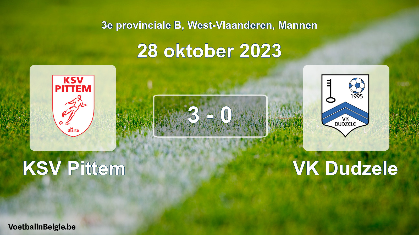 Gespeelde wedstrijd mannenvoetbal: KSV Pittem - VK Dudzele 3 - 0 (28 oktober 2023)