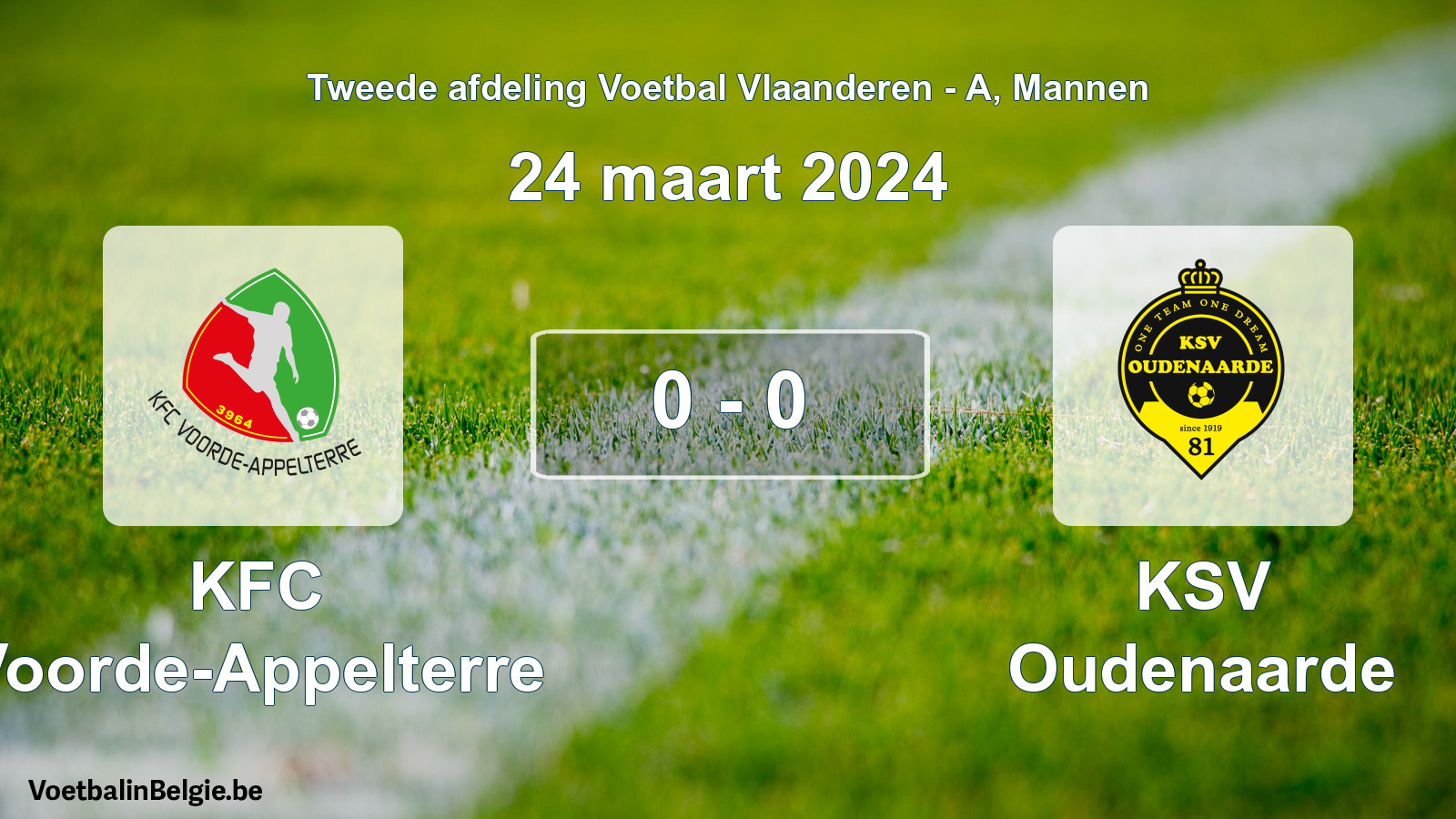 Gespeelde wedstrijd mannenvoetbal: KFC Voorde-Appelterre - KSV Oudenaarde 0 - 0 (24 maart 2024)