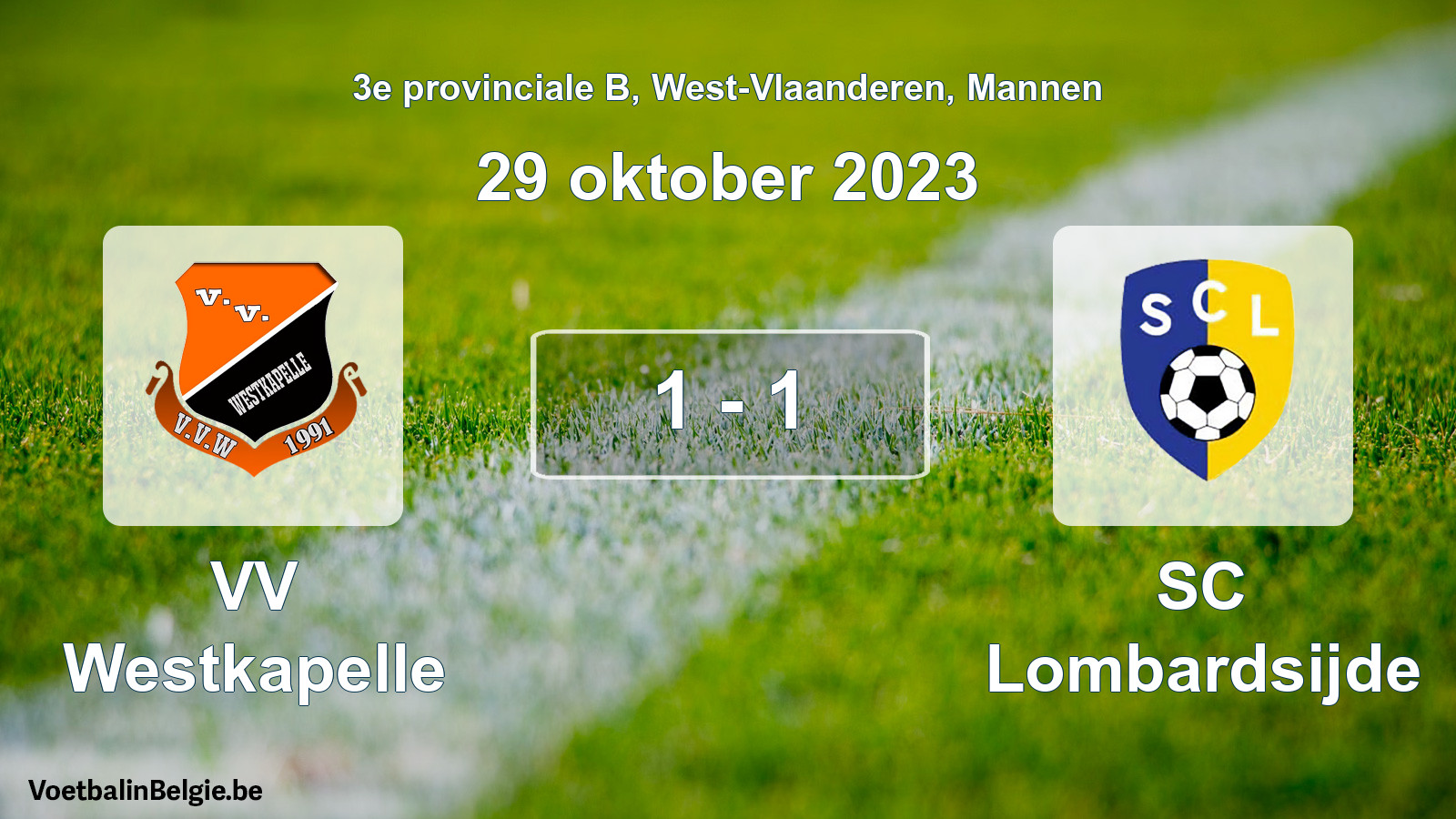 Gespeelde wedstrijd mannenvoetbal: VV Westkapelle - SC Lombardsijde 1 - 1 (29 oktober 2023)