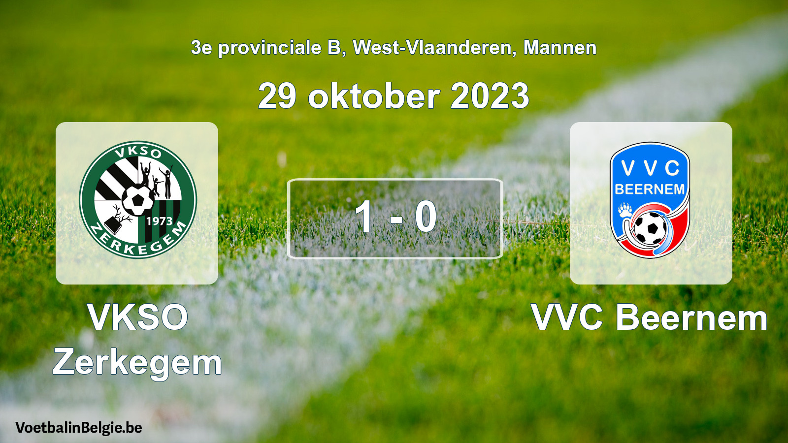 Gespeelde wedstrijd mannenvoetbal: VKSO Zerkegem - VVC Beernem 1 - 0 (29 oktober 2023)