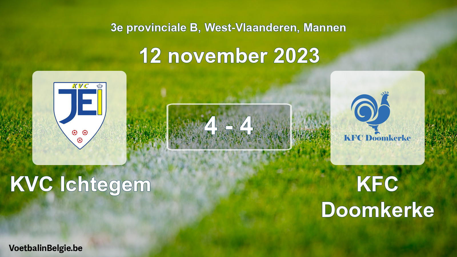 Gespeelde wedstrijd mannenvoetbal: KVC Ichtegem - KFC Doomkerke 4 - 4 (12 november 2023)