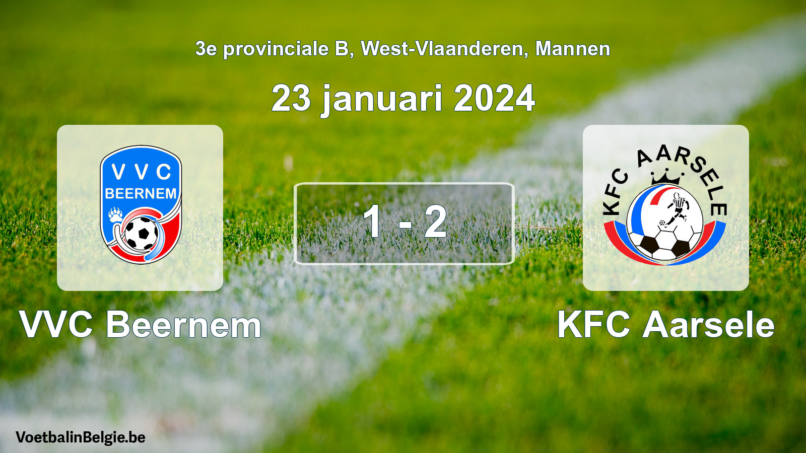 Gespeelde wedstrijd mannenvoetbal: VVC Beernem - KFC Aarsele 1 - 2 (23 januari 2024)