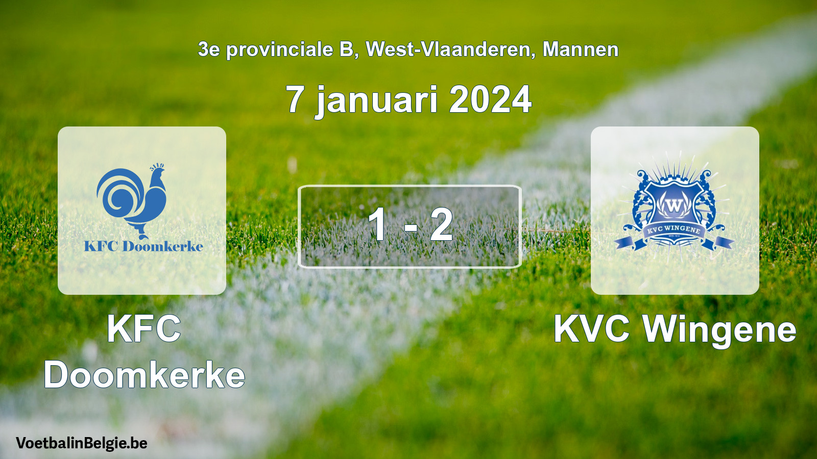 Gespeelde wedstrijd mannenvoetbal: KFC Doomkerke - KVC Wingene 1 - 2 (7 januari 2024)