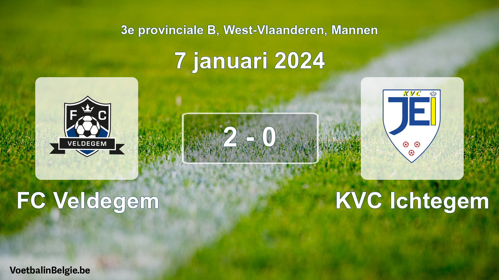 Gespeelde wedstrijd mannenvoetbal: FC Veldegem - KVC Ichtegem 2 - 0 (7 januari 2024)